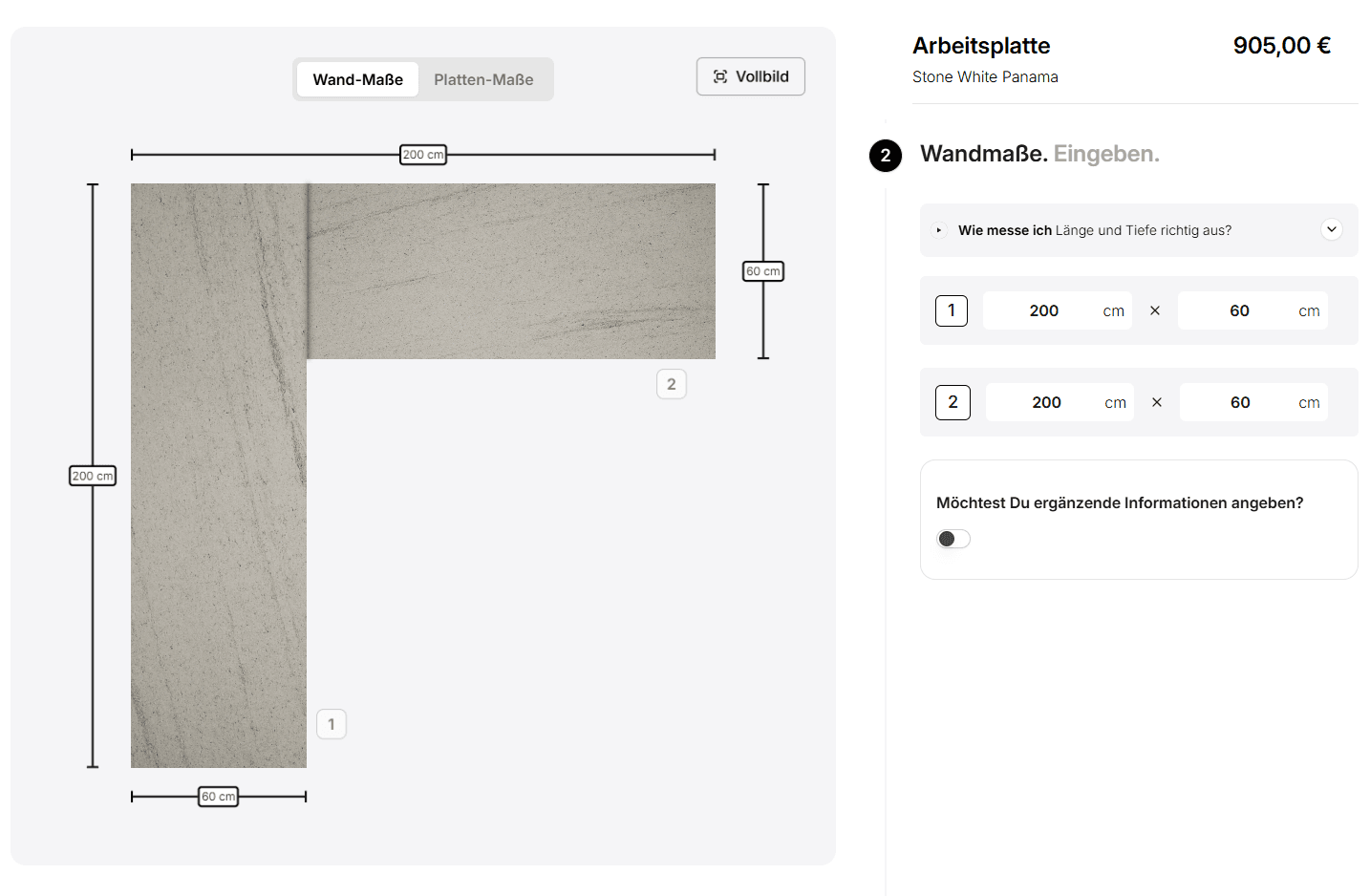 Arbeitsplatten-Konfigurator